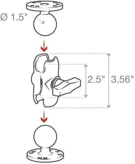 Ram Mounts Ram Double Socket Arm C Size Short