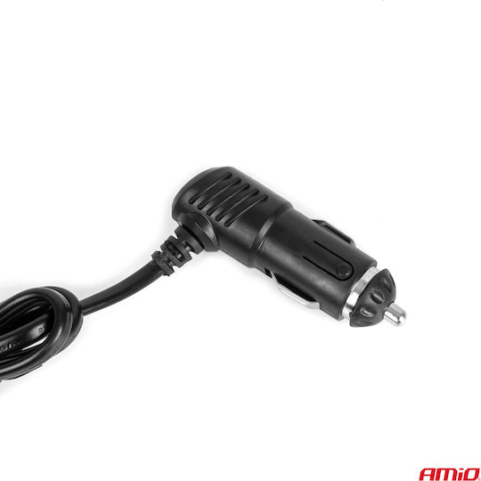 AMiO Φορτιστής Αυτοκινήτου 100W με Θύρες: 2xUSB 3xΑναπτήρα μαζί με Καλώδιο Ενσωματωμένο Μαύρο Χρώμα
