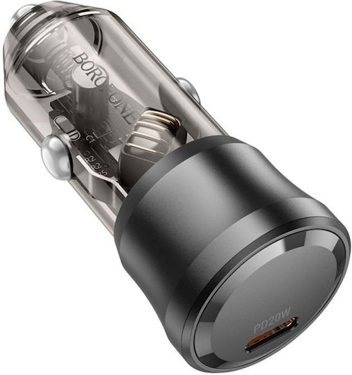 Borofone Borofone Handy-Autoladegerät 20W Schnellladen mit einer Buchse 1xType-C Schwarz Farbe