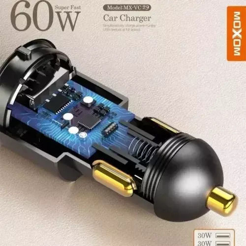 Moxom MX-VC29 Auto-Ladegerät 60W Schnellladen mit Anschlüssen 1xUSB 1xType-C Schwarz
