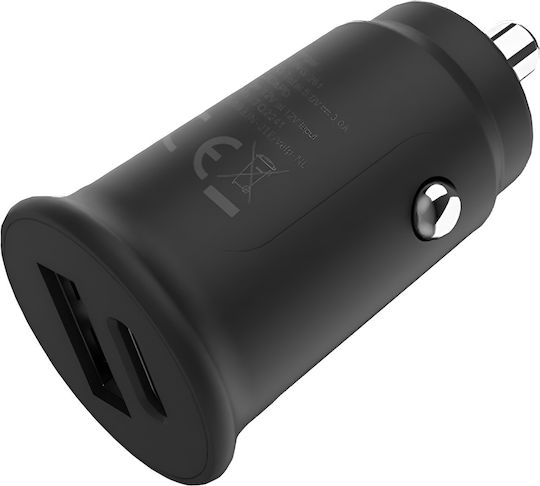 Partel Grab N Go Зарядно за кола с Портове: 1xUSB 2xType-C Черен Цвят