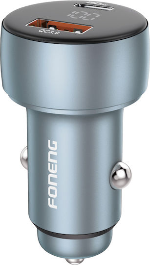 Foneng Auto-Ladegerät 48W 2.4A Schnellladung mit Anschlüssen: 1xUSB 1xType-C Gray Farbe