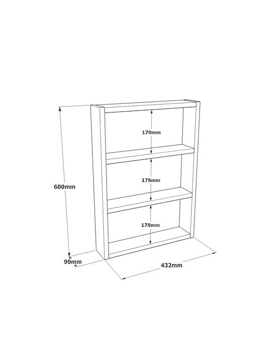 Ράφι Τοίχου Walnut 43.2x9x60εκ.