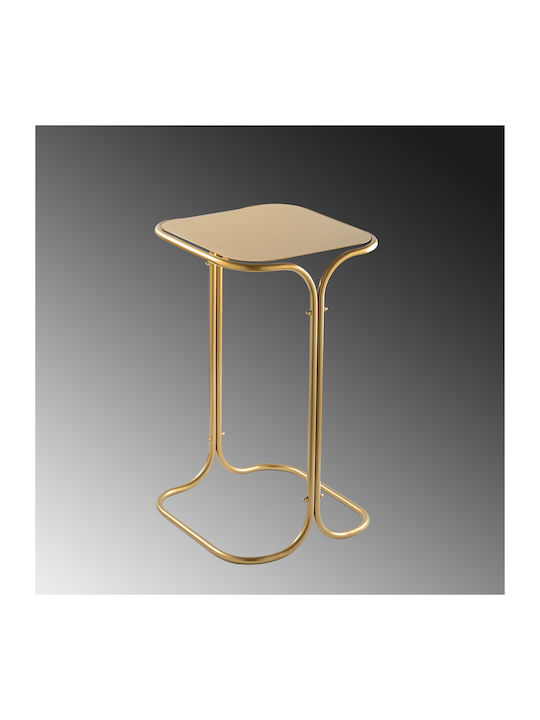 Square Side Table Wooden Gold 30x30x52cm