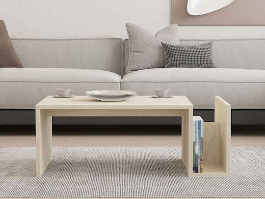 Rechteckiger Zentraler Kaffeetisch Memo Holz Travertin Beige M86.8xL50xH32.4cm