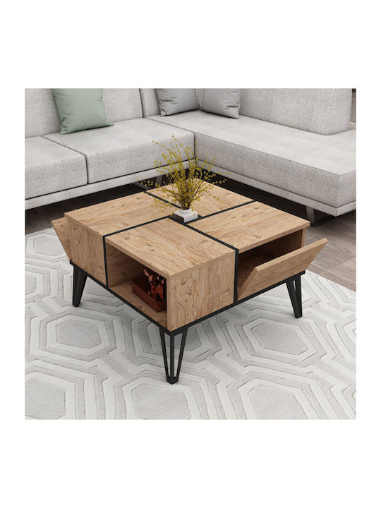 Square Central Coffee Table Nirvana Wooden Pine-Black M71.8xL71.8xH43.8cm