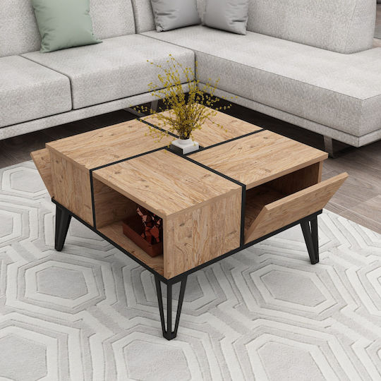 Square Central Coffee Table Nirvana Wooden Pine-Black M71.8xL71.8xH43.8cm