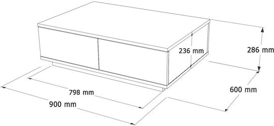 Rectangular Central Coffee Table Wooden Pine White M90xW60xH28.6cm