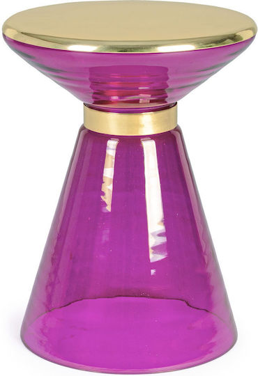 Round Side Table Meriel Glass Pink-Gold 36x36x46cm