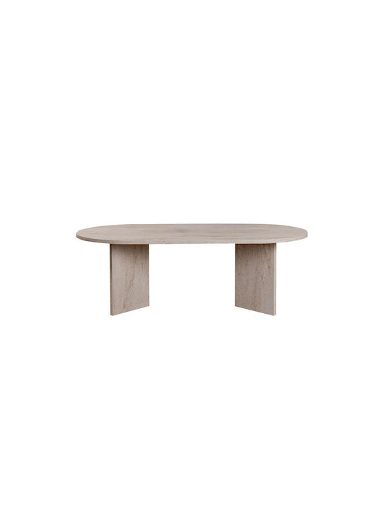Oval Central Coffee Table Sable Wooden Travertine Beige W119xL60xH39.8cm
