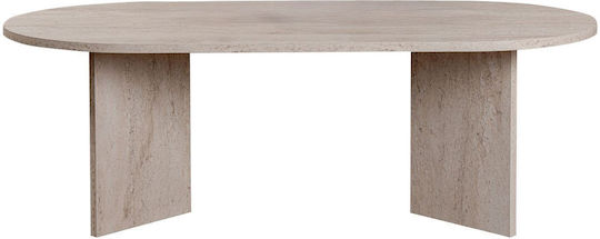 Овална Централна Кафе Маса Sable Дървена Travertine Бежова Ш119xД60xВ39.8см