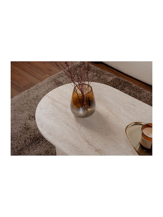 Oval Central Coffee Table Sable Wooden Travertine Beige W119xL60xH39.8cm