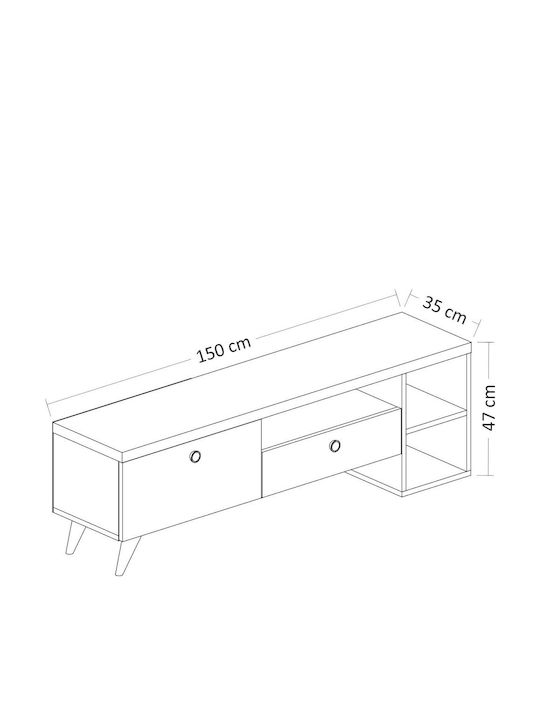 TV-Ständer Parion Schwarz-Eiche M150xT35xH47cm