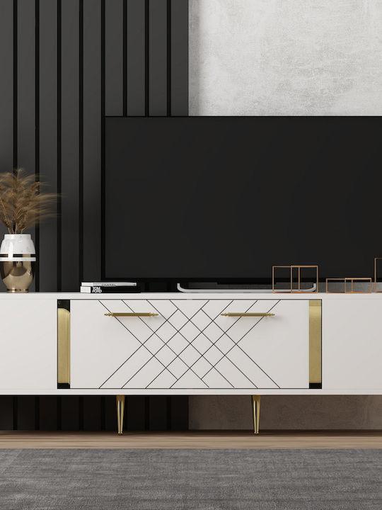 TV-Ständer Detas Weiß-Gold M150xP35xH48.2cm
