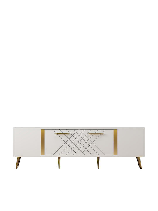 TV-Ständer Detas Weiß-Gold M150xP35xH48.2cm