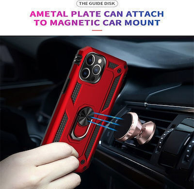 Holder Back Cover Plastic / Tempered Glass / Silicon Roșu (Huawei Nova Y90)