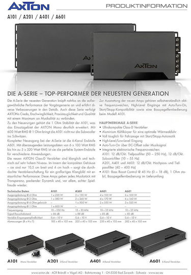 Axton Amplificator Auto 6 canale (Clasa A)