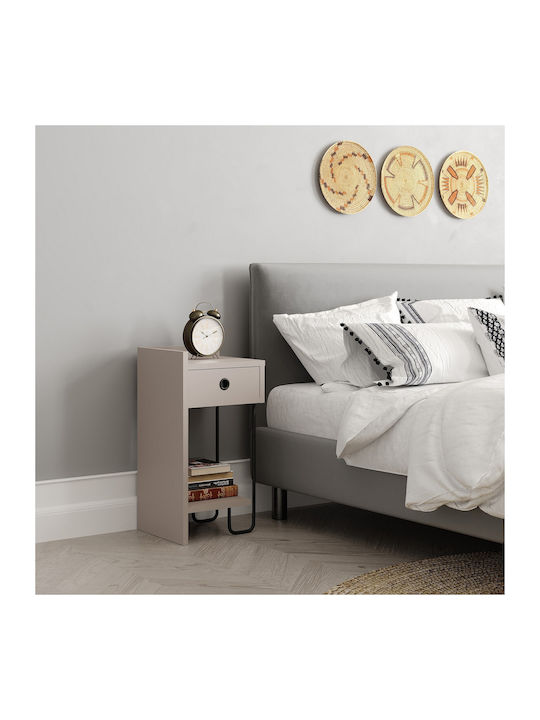 Sirius Bedside Table Left Wooden Brown 31.5x29.5x60cm