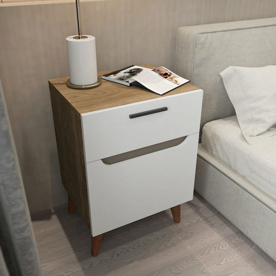 Bedside Table Losso Wooden White 45x36.8x63cm