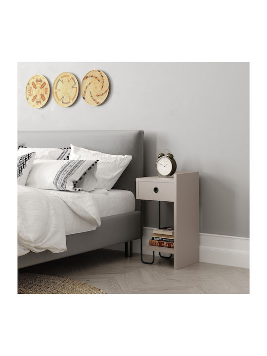 Sirius Bedside Table Right Wooden Brown 31.5x29.5x60cm