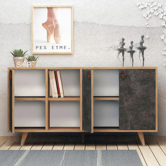 Μπουφές Planky Oak-dark Grey 140x40x86cm