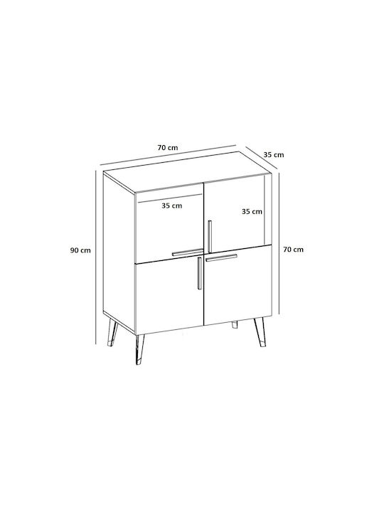 Sideboard Makro Wooden White-black 70x35x90cm