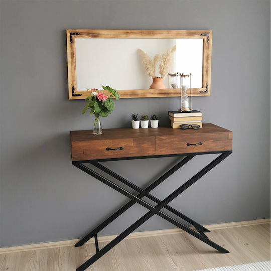 Aberto Design Като Огледало за Стена с Бял Дърво Рамка 110x50см 1бр