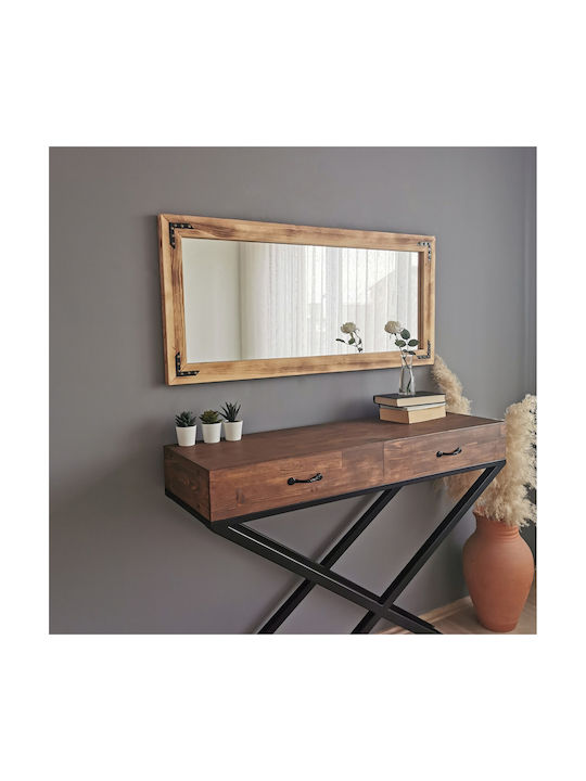 Aberto Design Като Огледало за Стена с Бял Дърво Рамка 110x50см 1бр