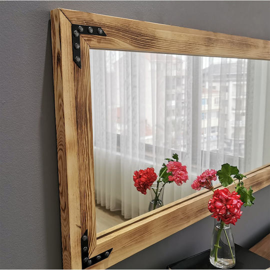 Aberto Design Като Огледало за Стена с Бял Дърво Рамка 110x50см 1бр