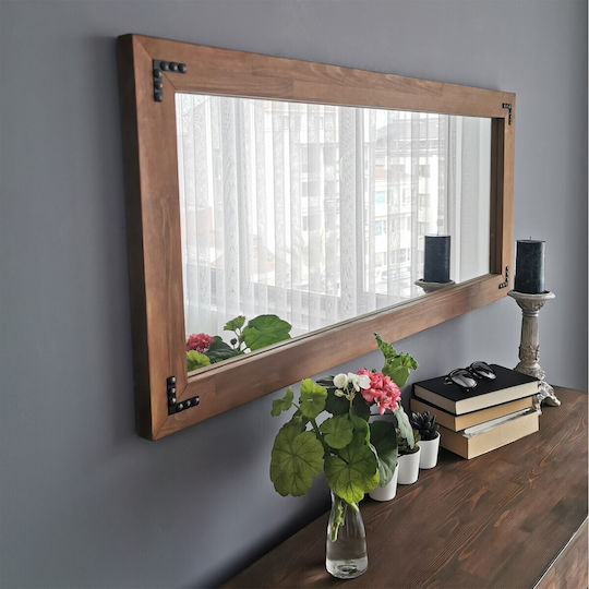 Aberto Design Wandspiegel mit Braun Hölzernes Rahmen 110x50cm 1Stück