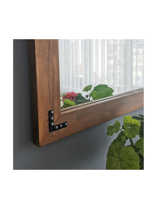 Aberto Design Като Огледало за Стена с Кафяв Дърво Рамка 110x50см 1бр