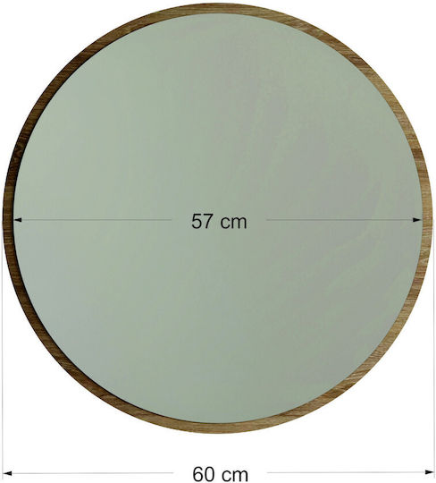 Aberto Design Καθρέπτης Τοίχου με Καφέ Πλαστικό Πλαίσιο Διαμέτρου 60cm