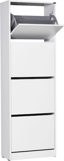 Dulap Pentru Pantofi Din Lemn Alb cu Rafturi Rabatabile L51xA26xÎ157cm