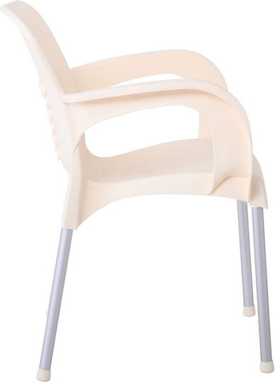 Gartenstühle Polypropylen Lara-ii Silber, Creme 60x59x81cm