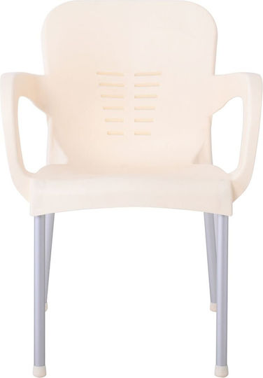 Gartenstühle Polypropylen Lara-ii Silber, Creme 60x59x81cm