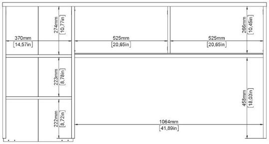 Desk Function Plus Wooden with Bookshelf Jackson Hickory 149x48x156.2cm