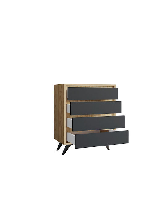 Συρταριέρα Креватокамарас Дървена Suvera Oak-anthracite 70x40x86бр