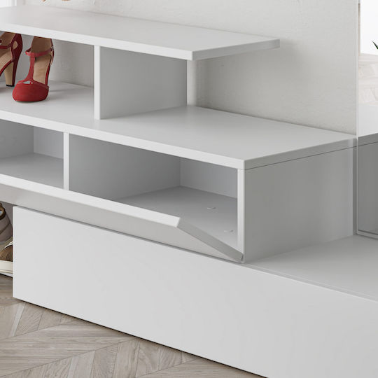 Ramda Mobilier de Intrare cu Dulap pentru Pantofi White 137x35x154cm