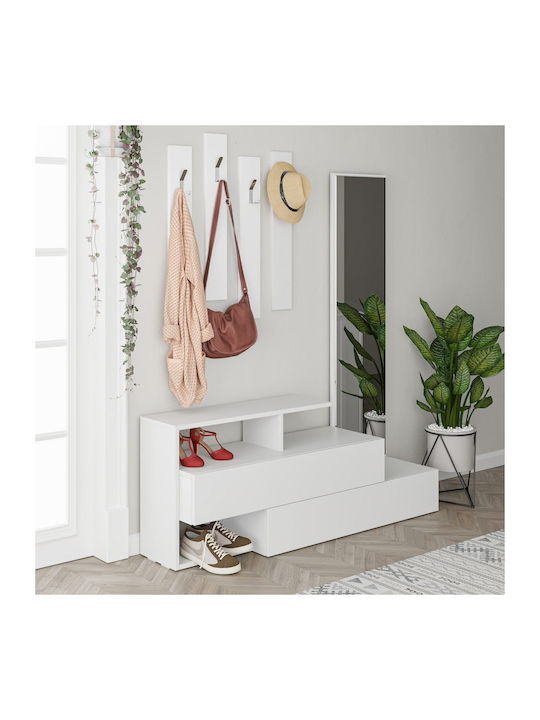 Ramda Έπιπλο Εισόδου με Παπουτσοθήκη White 137x35x154εκ.