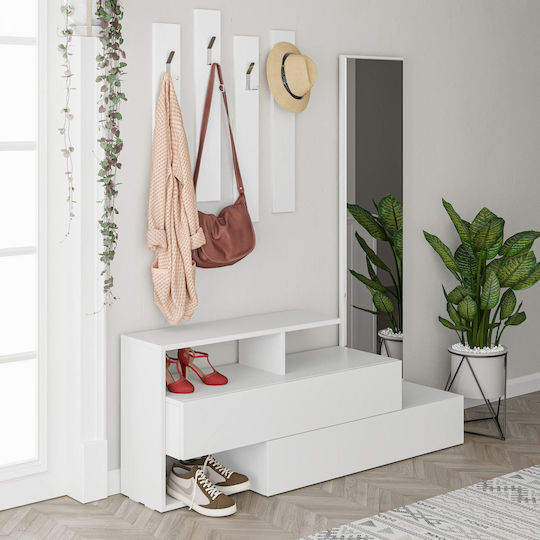 Ramda Mobilier de Intrare cu Dulap pentru Pantofi White 137x35x154cm