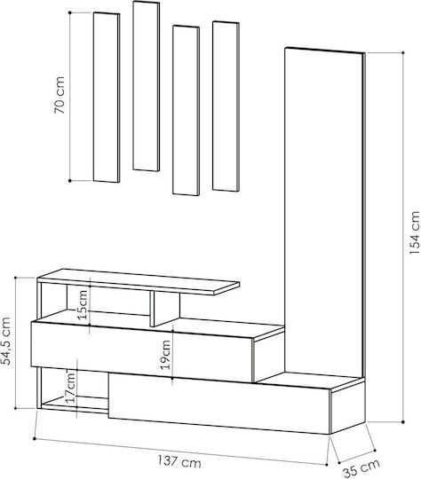Ramda Mobilier de Intrare cu Dulap pentru Pantofi White 137x35x154cm