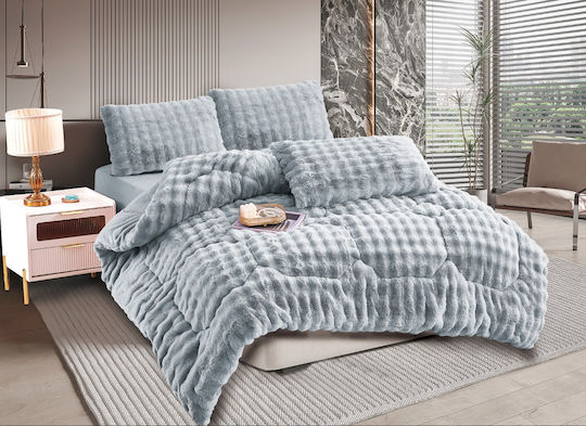 Silk Fashion Duvet Cover Queen 240x260cm Solid Silver Grey