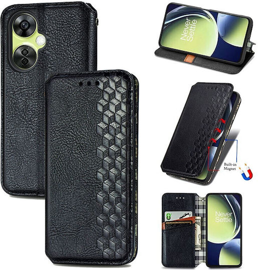 Cubic Grid Book Synthetic Leather Black (OnePlus Nord CE 3)