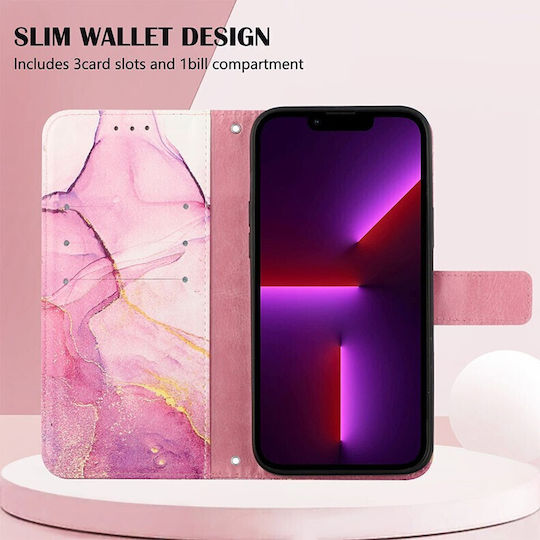 Marble Pattern Wallet Δερματίνης Ροζ (Vivo V21 5G)