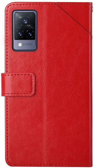 Stitching Horizontal Brieftasche Synthetisches Leder Rot (Vivo V21 5G)