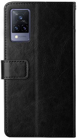 Stitching Horizontal Wallet Synthetic Leather Black (Vivo V21 5G)