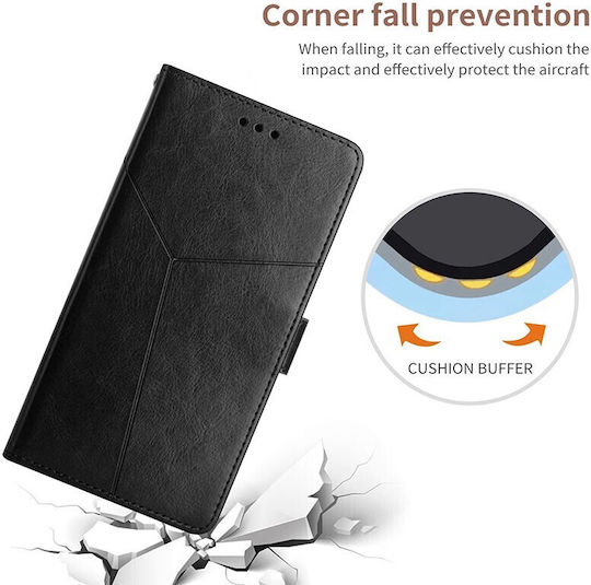 Stitching Horizontal Wallet Synthetic Leather Black (Vivo V21 5G)
