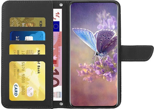 Skin Feel Butterfly Peony Wallet Synthetic Leather Black (Vivo V21 5G)