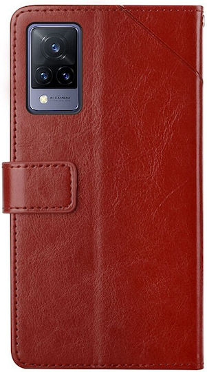 Stitching Horizontal Wallet Piele artificială Maro (Vivo V21 5G)