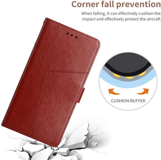 Stitching Horizontal Wallet Piele artificială Maro (Vivo V21 5G)